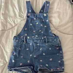 The Children's Place Blue and Pink Heart Print Overalls